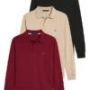 Pack 3 Polo Tommy manches Longue en Pur Coton Piqué Ref-TP5GG410