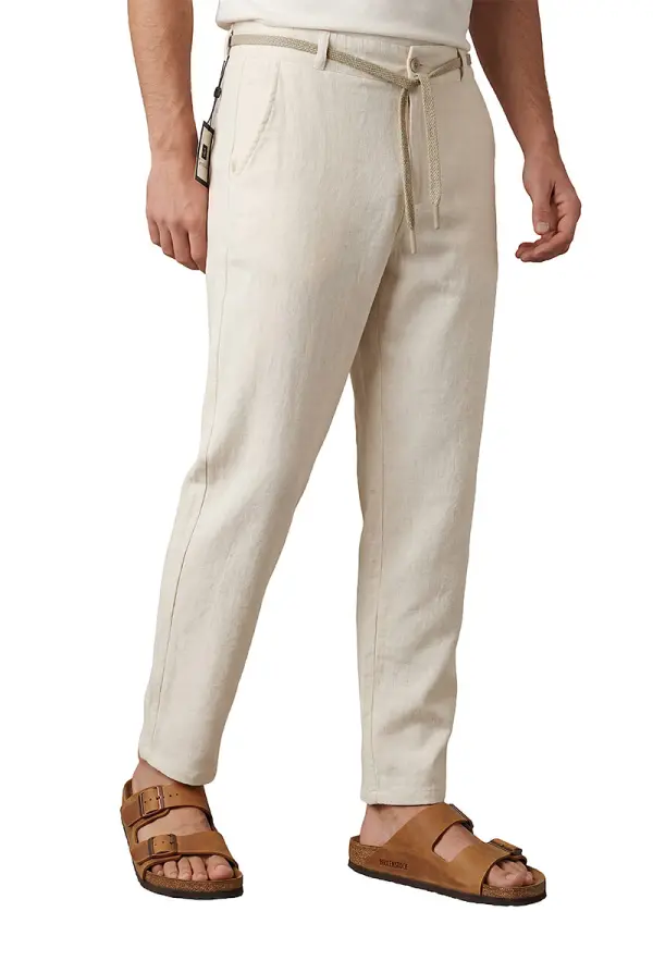 tUYwXUnD3hVimCjGE0Mh0DE3m2gpkirtMOsL5q53 Pantalon Massimo dutti en 100 % Lin Relaxed Fit ( Beige ) Ref-LN722FR
