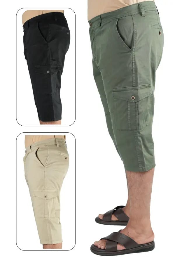 Packs Pack de 3 Pantacourt Massimo Dutti En Toile Léger Ref-PM66251J ( Vert Royale + Beige + Noir