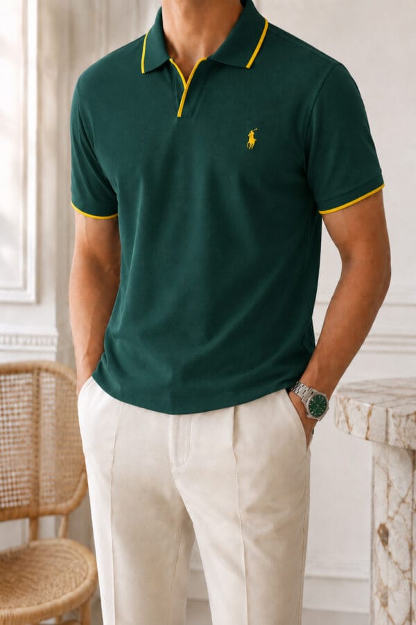 image-7 Polo shirt Ralph col V en coton piqué Premuim Ref-PR7190-VERT