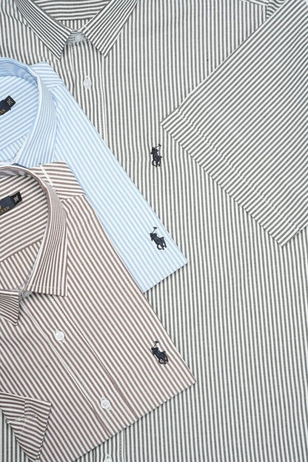 Pack 3 Chemises Ralph Demi-Manches rayée – Chambray Cotton Ref-RR1QQ30N