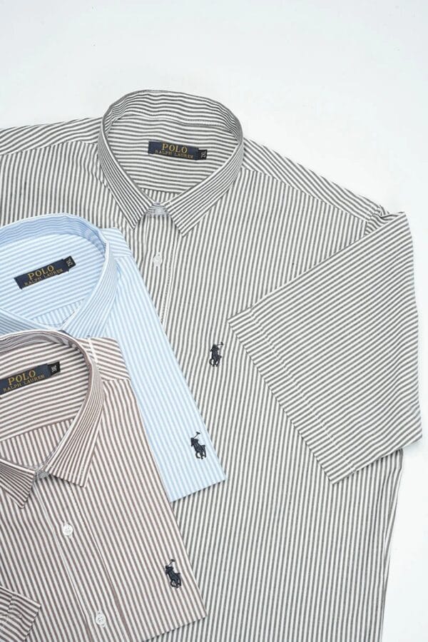 Pack 3 Chemises Ralph Demi-Manches rayée – Chambray Cotton Ref-RR1QQ30N