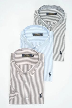 WhatsApp Image 2026-07-14 at 14.12.49 Pack 3 Chemises Ralph Demi-Manches rayée – Chambray Cotton Ref-RR1QQ30N